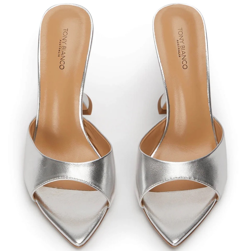 Tony Bianco Marcel Silver Nappa Metallic Heels